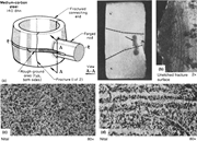 Connecting end of forged rod, with banded structure from excessive segregat...